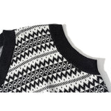 Men Sweater Contrasting Color Jacquard Sweater Vest Vest Men's Sleeveless Sweater Coat
