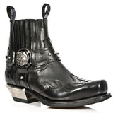 Justin Yellowstone Boots Men'S Short Boots Embroidered Chunky Heel Black Martin Boots