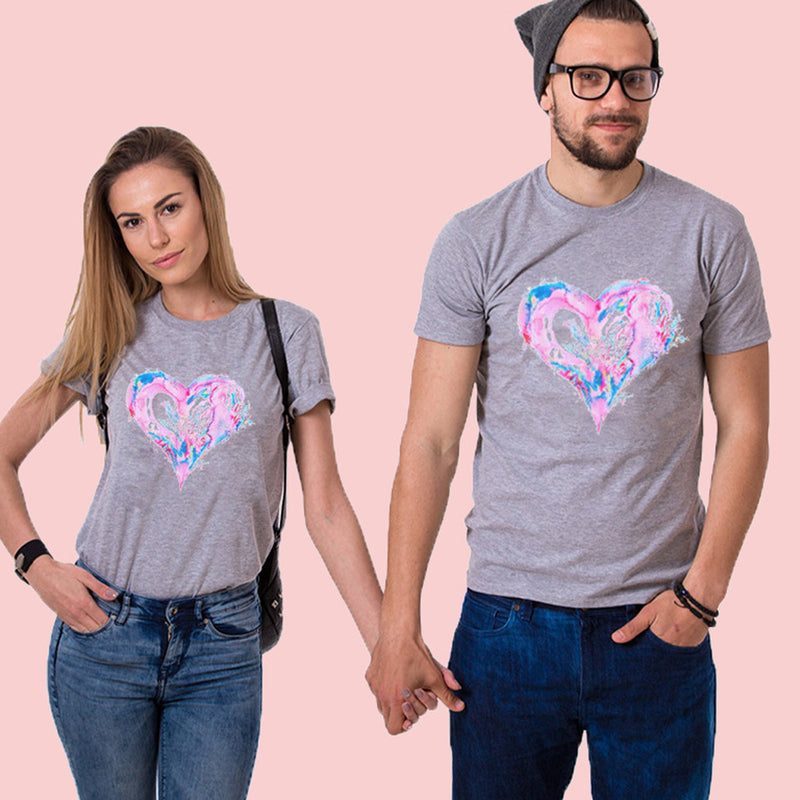 Valentine's Day T Shirt Short Sleeve Heart Printing Casual Summer Top