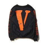 Vlone Sweatshirt Men'S And Women'S Printed Vintage Long Sleeve Sweater Brushed Hoody