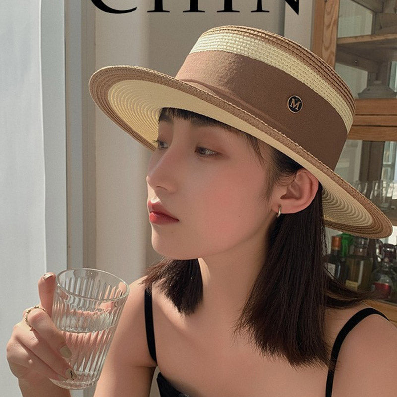 Summer Hats Color Matching Chanel-Style Straw Hat Female Summer Beach Hat