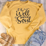 Merry and Bright Sweatshirts round Neck Sweater It Is Well With My Soul Fashion Letter Sweater