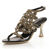 Gold Heels Fashion Women's High Heel Diamond Sandals Women's Shoes