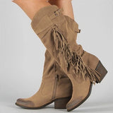 Beth Dutton Shoes Winter Belt Buckle Tassel Boots Boots