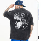 Askyurself T Shirt Men's Spring and Summer Print Fried Color Short Sleeve T-shirt