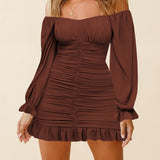 Coachella Music Festival Outfits Autumn Solid Color Fashion Ruffled Pleated Sexy Jumpsuit