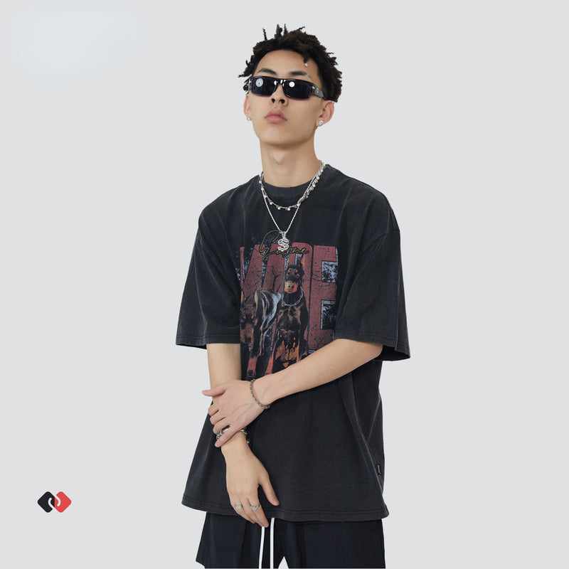 Y2g Shirts for Boys Vintage Animal Print Short Sleeve Loose