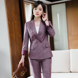 Interview Suit Women Purple Plaid Blazer Female Spring and Autumn Leisure