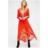 Beth Dutton Bohemian Summer Spring Midi Dress Embroidered Dress