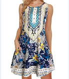 Gypsy Style Dresses Beach Sleeveless Vintage Floral Flowy Pocket