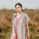 Beth Dutton Bohemian Dress Summer Spring Midi Dress Embroidery Casual Fashion