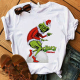 Men and Women Grinch Shirt round Neck Short Sleeve Loose