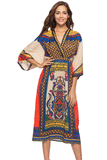 Gypsy Girl Outfits V-neck Half Sleeves Printed Dress