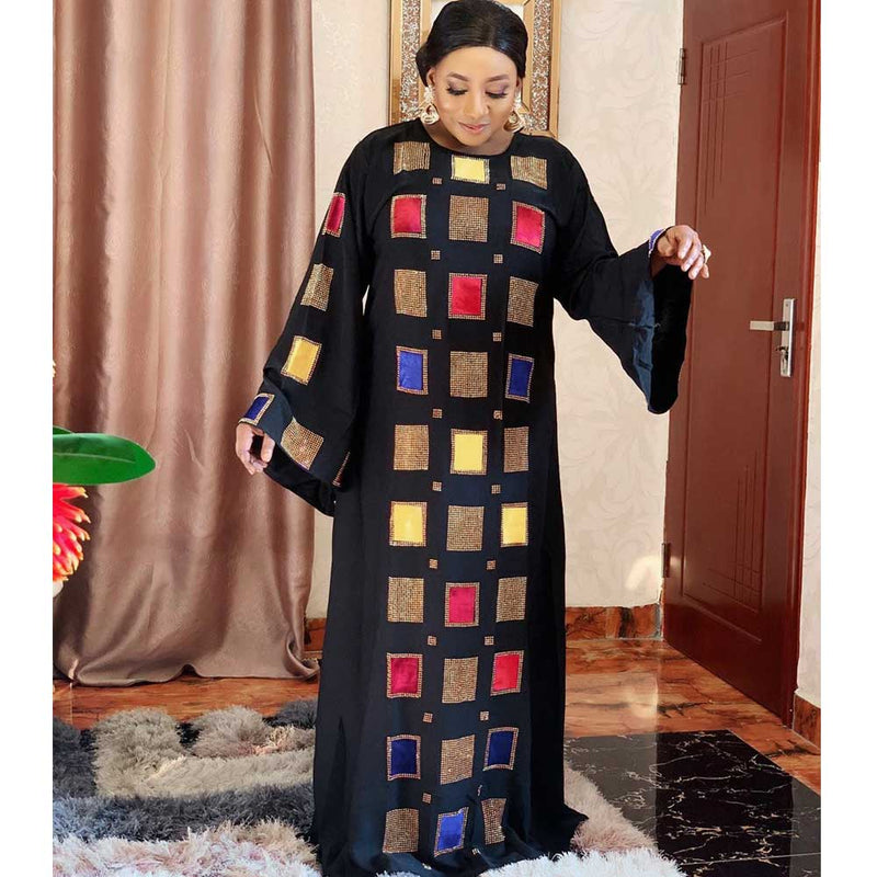 African Women's Wear round-Neck Flared Sleeves Dress African Dashiki Ankara Styles Dress