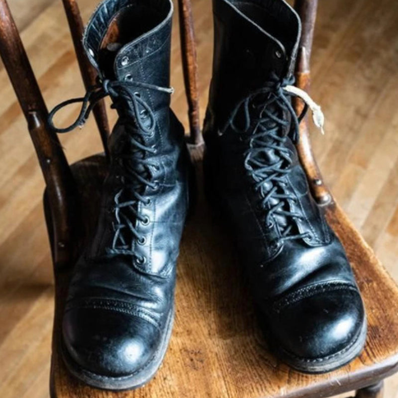 Justin Yellowstone Boots Autumn And Winter Pu Round Head Chunky Heel Knight Boots Dr. Martens Boots Men