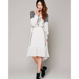 Beth Dutton Bohemian Dress Winter Autumn Maxi Dresses Embroidered White Long Sleeve Tassel
