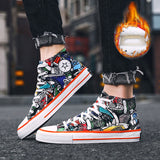 Canvas Shoes High-Top Canvas Shoes Men's Shoes Spring Versatile Graffiti Board Shoes