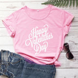 Valentine's Day T Shirt Happy Valentine Day Men's and Women's Letters Street Style Short Sleeve