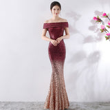 Burgundy Dress Formal Dress Slimming Host Formal Dress Long