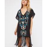 Beth Dutton Bohemian Dress Summer Spring Midi Dress Seaside Vacation Tassel Large V-neck Dress