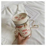 Strawberry Bags Cylinder Women's Bucket Bag Chain Crossbody Bag