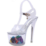 Clear Heels Summer Car Mannequin Shoes Super High Heels Transparent Crystal Shoes