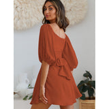 Coachella Music Festival Outfits Solid Color Fashion Women's Sexy Lantern Sleeve Dress