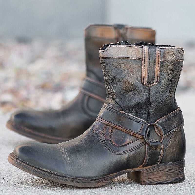 Justin Yellowstone Boots Retro Men'S Shoes Mid-Top Martin Boots