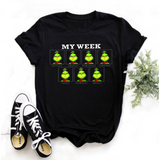 Men and Women Grinch Shirt Grinch Print Oversized Loose-Fitting T-shirt