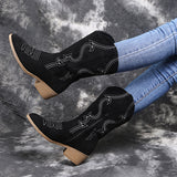 Western Shoes Autumn and Winter Large Size Low Heel Women's Boots
