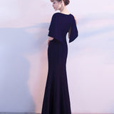 Burgundy Dress Formal Dress Women's Dignified Elegant Banquet Black Evening Dress