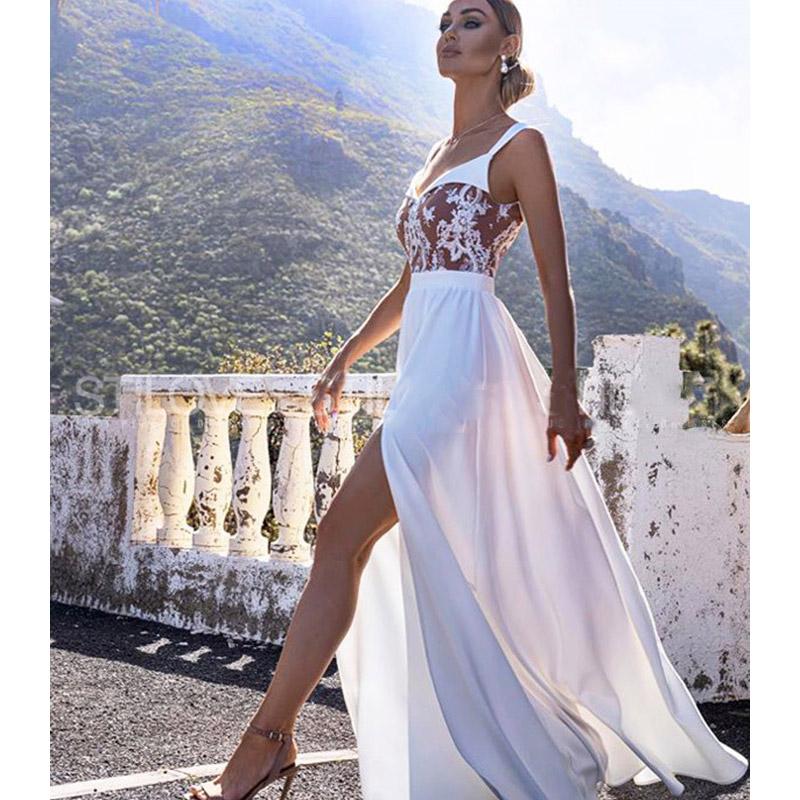 See through Wedding Dress Long Dress Banquet Evening Dress Women's Dress