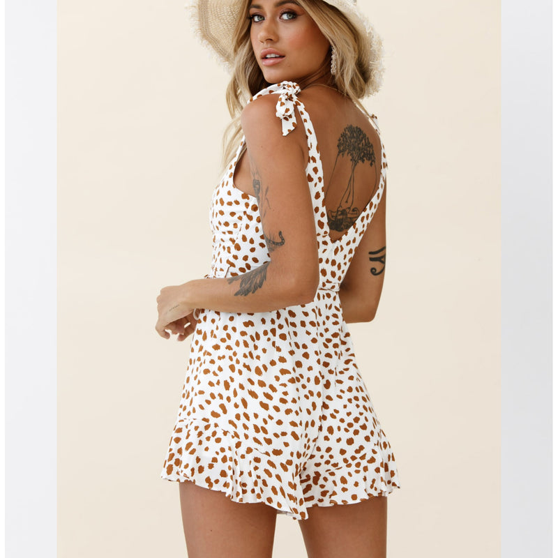 Coachella Music Festival Outfits Printed Fashion U-Shaped Backless Jumpsuit