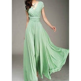 Mauve Dress Bridesmaid V-neck Short Sleeve Bohemian Dress Maxi Dress