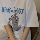 Tom and Jerry T Shirt Cartoon Distressed Printed Short Sleeve