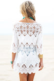 Coachella Music Festival Outfits Hollow out Crochet Embroidered Patch Bikini Cover Beach Dress