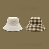 Vintage Check Bucket Hat Double-Sided Lattice Bucket Hat