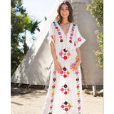 Beth Dutton Bohemian Summer Spring Midi Dress Embroidered Maxi Dress Sexy V-neck