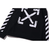Off White Hoodie With Arrow Print Plus Size Casual Retro Men'S Pullover Hoody Hoodie Owt
