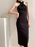 MIDI Mauve Cocktail Dress Slim-Fit over-the-Knee Knitted Dress
