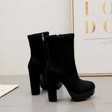 Platform Heels for Women Spring Black Martin Shoes