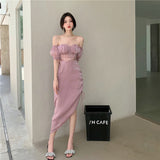MIDI Mauve Cocktail Dress Purple Dress Slim Fit Elegant Dress