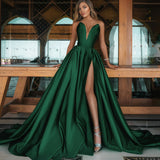 Long Homecoming Dresses Autumn Winter Sexy Deep V Split Long Dress Wedding Dress