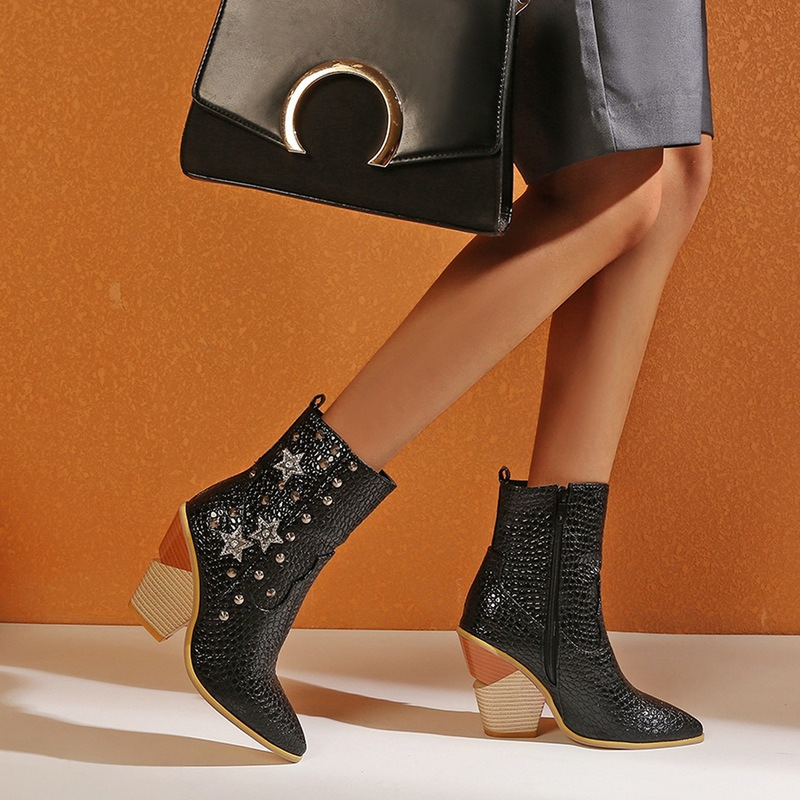 Python Boots Women 'S Boots Riveted Short Boots Snake Print Plus Size