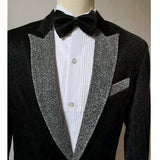 Black Tie Attire Bright Silk Suit Cover Fake Pocket Slim Fit