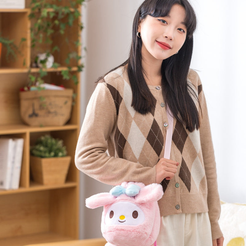 Badtz Maru Bag Cartoon Plush Bucket Bag Girly and Fashion Shoulder Bag Casual Japanese Crossbody Bag New Internet Celebrity Drawstring Women's Bag