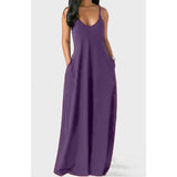 Mauve Dress Bridesmaid Women's Solid Color Sexy Deep V Strap Dress