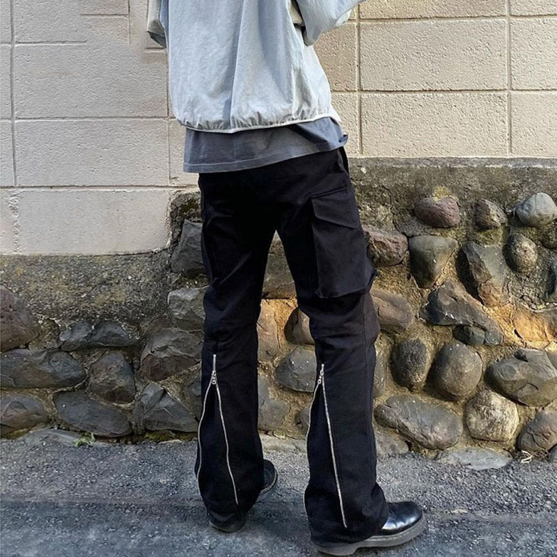 Man Fall Outfits Vintage Back Zipper Vibe Overalls Cargo Casual Trousers