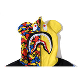 Bape Bearbrick Hoodie Autumn And Winter Red And Blue Stitching Fleece Hooded Sweater