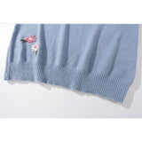 Men Sweater Flower Embroidered Knitwear Sweater Men Loose Long Sleeve Top